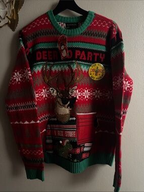 Men’s Red Green 'Deer Party' Holiday Sweater
